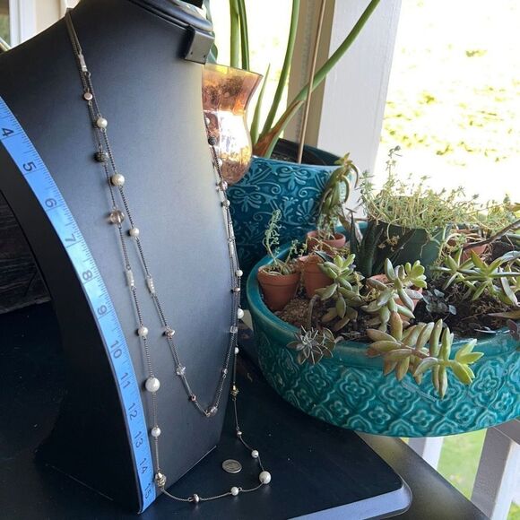 Loft Necklace Black Silver Pearl Crystal $18ea or Bundle3/$30 - Picture 4 of 10